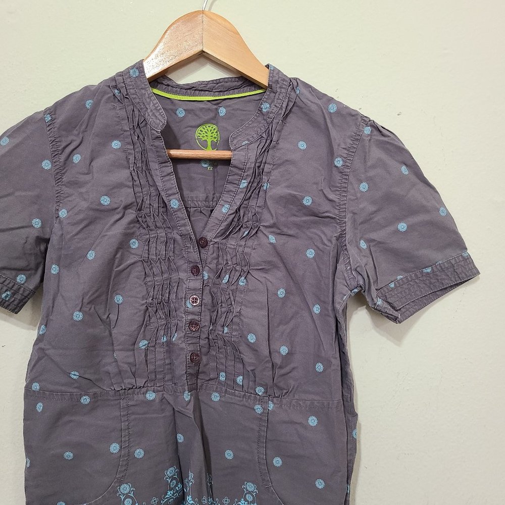 Healing Hand Ruffled Gray/Blue Scrub Top X-small - Picture 3 of 5